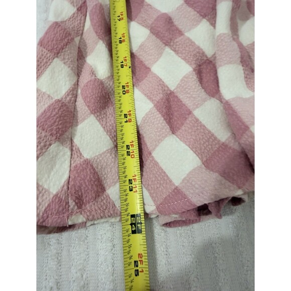 Entro Women’s Pink White Gingham Babydoll Blouse L Square Neck Ballon Sleeve - Picture 9 of 15